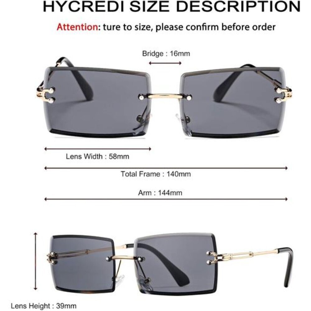 Rectangle Sunglasses Small Rimless Square Shade E… - image 2
